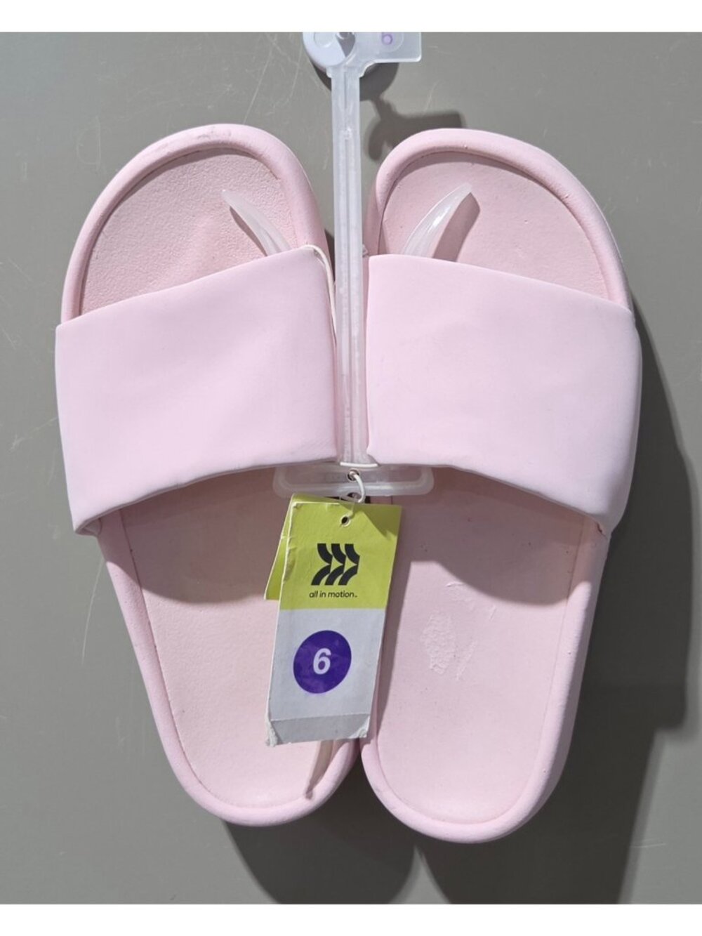 All in Motion Makenna Blush Pink Single Wide Strap Slide Sandals -- Women's 6